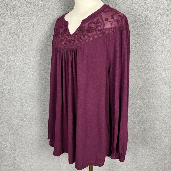 Style & Co Women's Lace-Trim Embroidered Top Berried Treasure 2XL NWT's. - Picture 3 of 11